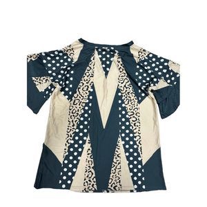 Lily By Firmiana Womens V Neck Short Sleeves Multicolor Top Size L
